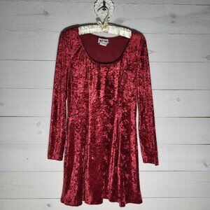 Women Dress Burgundy Crushed Velvet Velour Vintage Size 9/10. Whimsigoth Holiday